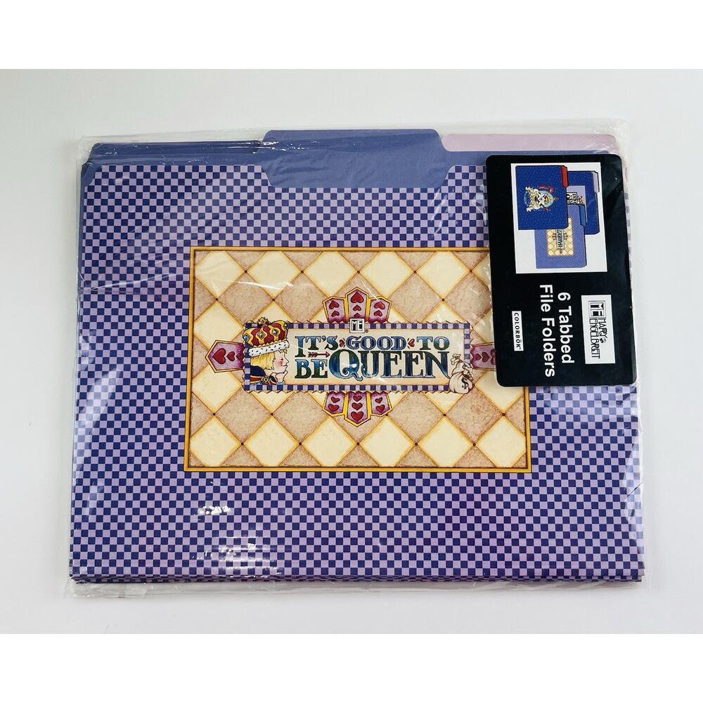 MARY ENGELBREIT 5 DECORATIVE TAB FILE FOLDERS MIXED STYLES SET Queen Purple Good